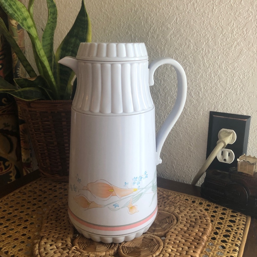 Vintage Interpur Calla Lily Floral Insulated Thermos Pitcher/Carafe - Picture 16 of 16